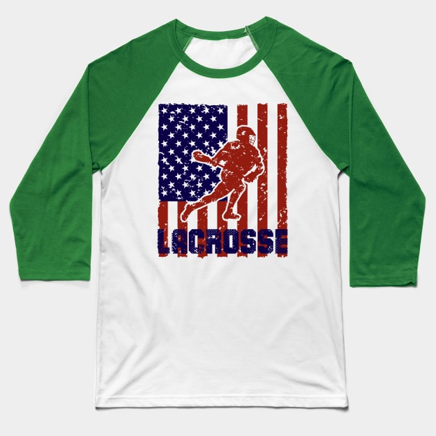 lacrosse,lacrosse usa flag,lacrosse t-shirt,lacrosse gifts Baseball T-Shirt by teenices